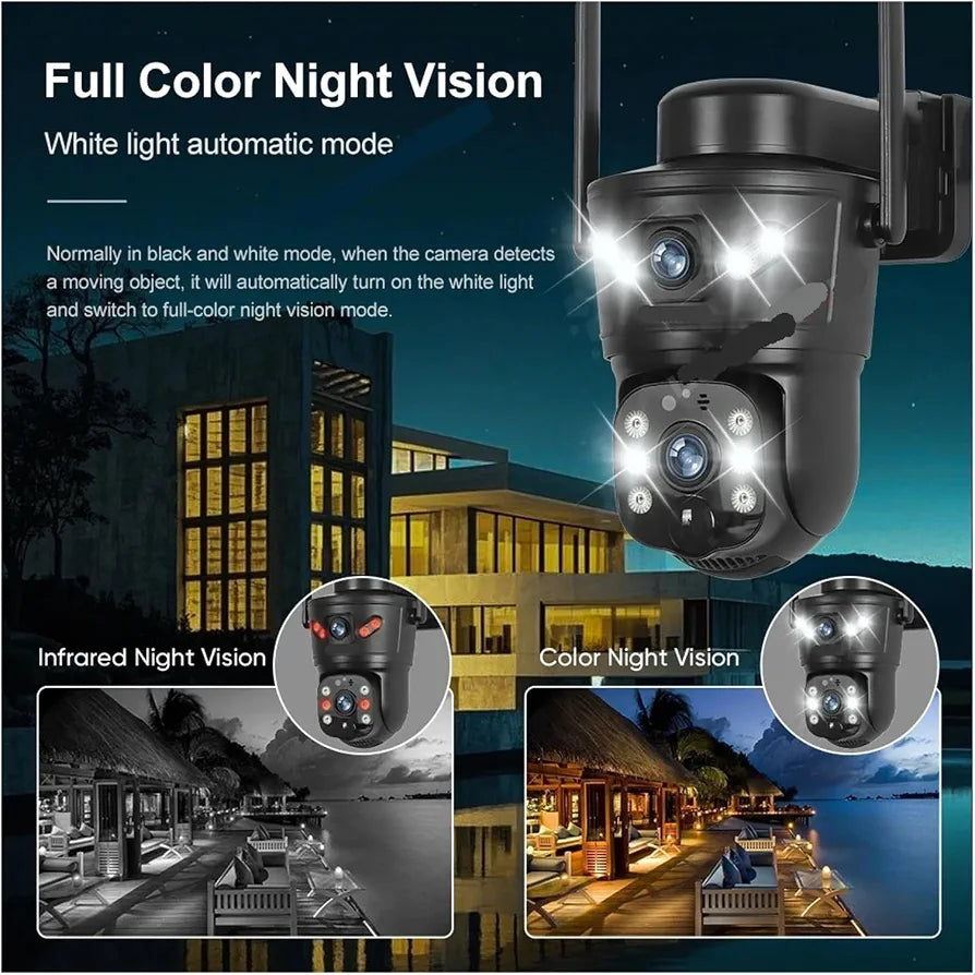 4G Solar Security Camera – Dual Lens 8MP 4K Ultra HD with Night Vision & Auto Tracking