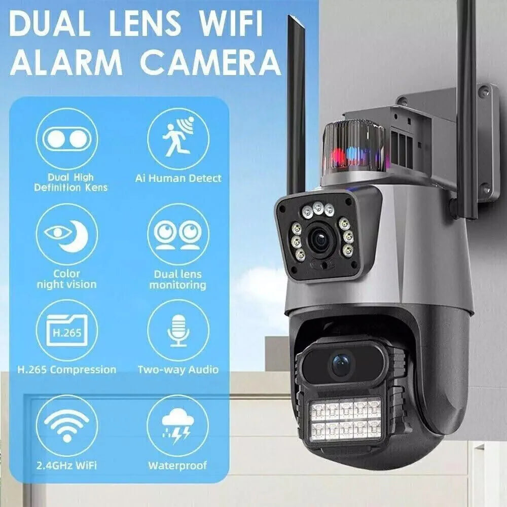 Dual HD lens AI human detect color night vision H.265