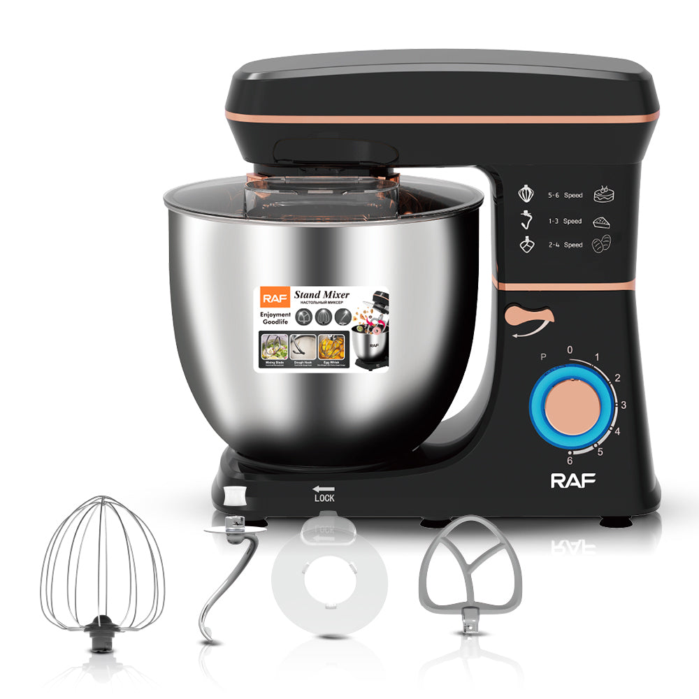 RAF Stand Mixer 7L 1400W – 6-Speed with 3 Attachments