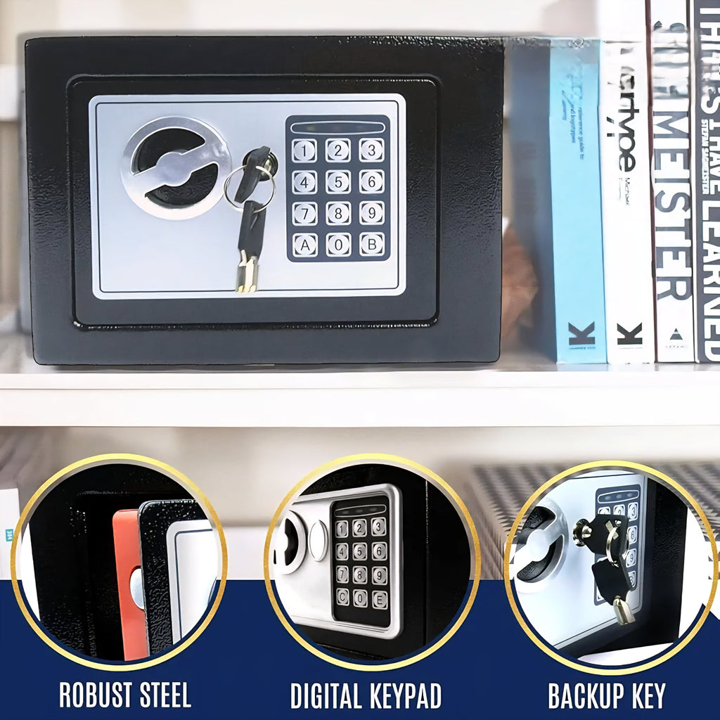 Digital safe box in black and red color options