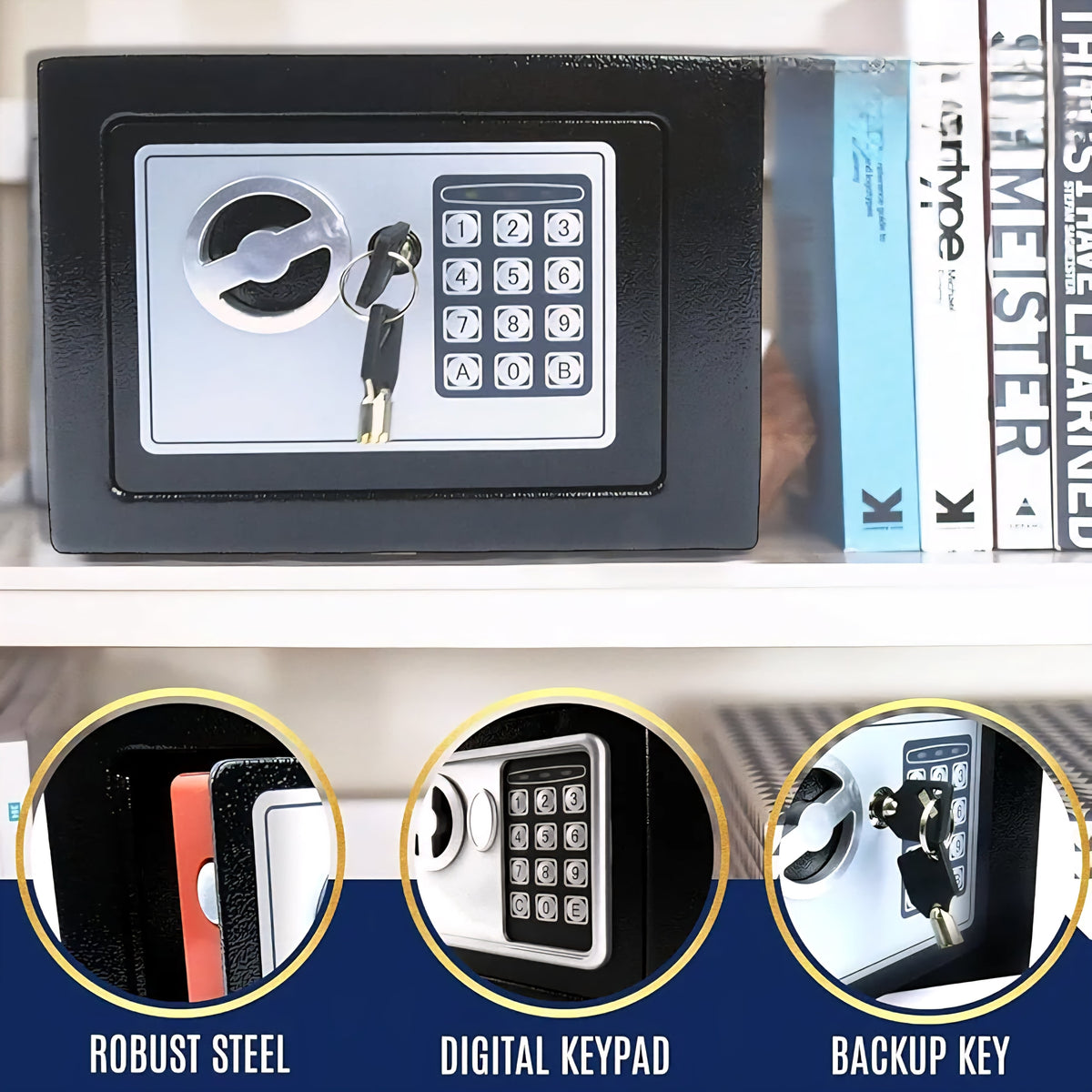 Digital safe box in black and red color options