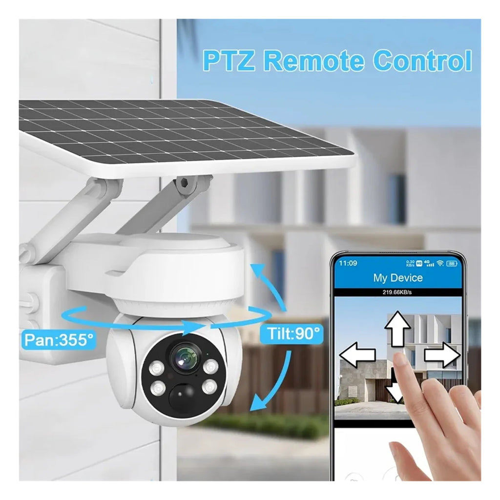 4G Solar Security Camera – 5MP 4K Ultra HD | 360° PTZ | Night Vision | Waterproof