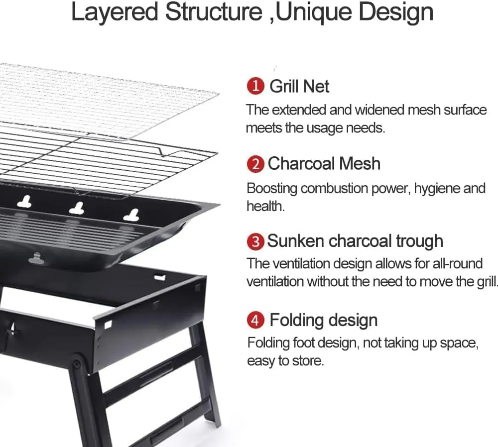 Portable Foldable Charcoal BBQ Grill