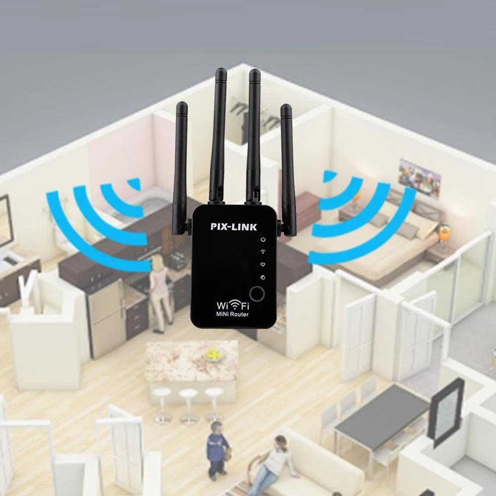 PIX-LINK WiFi Mini Router / Repeater 300Mbps – 4 Antennas