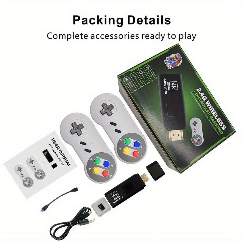 4K Game Stick – 2.4G Wireless Retro Console with 2 Controllers