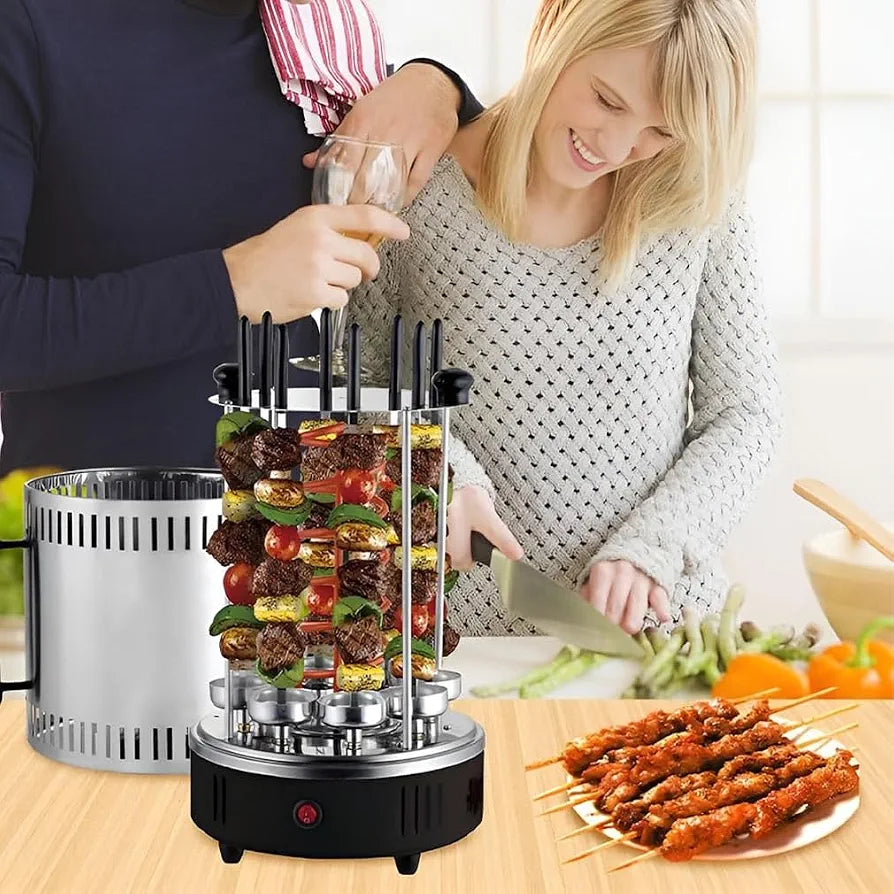 RAF Electric BBQ Skewer Grill 1200W – 8 Skewers | 360° Rotation | Model SK-6113