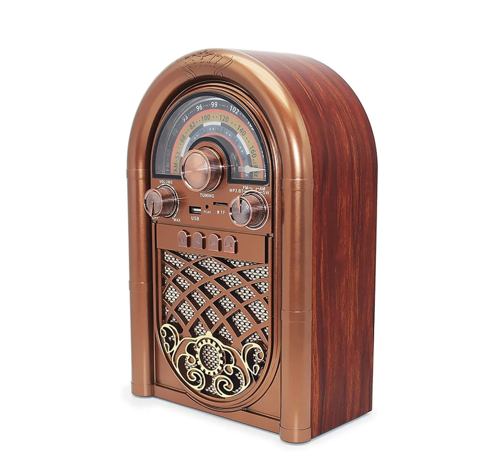 R-1950BT Retro Vintage Radio – AM/FM/SW, Bluetooth, USB/TF, Solar & AC Charge