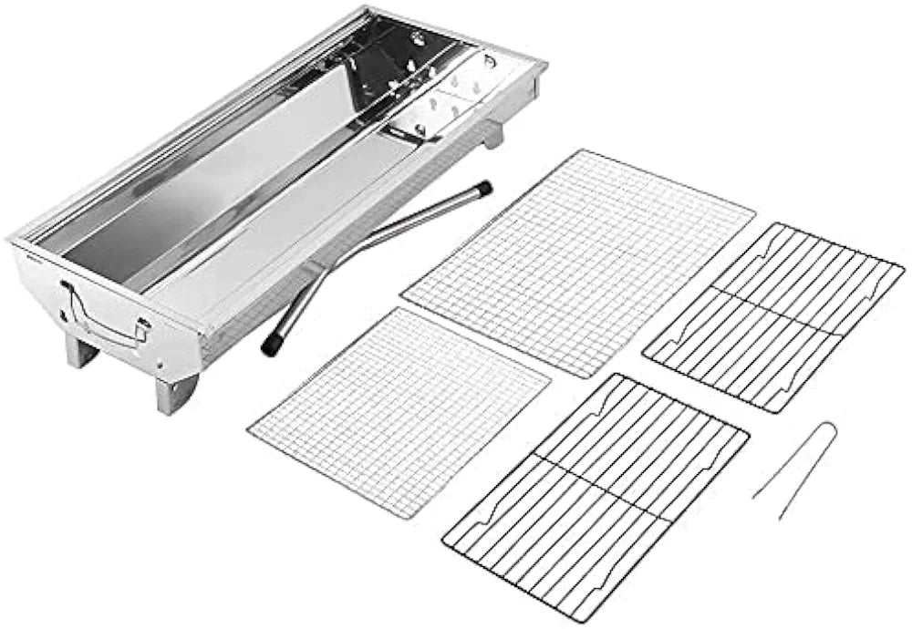 Foldable Stainless Steel Charcoal BBQ Grill – Full Size
