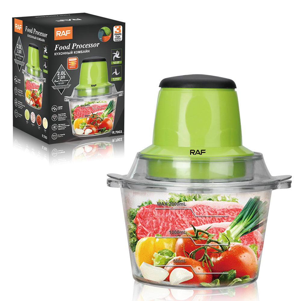 RAF Food Processor R.7003 – 600W 2L Electric Chopper with 4 Blades