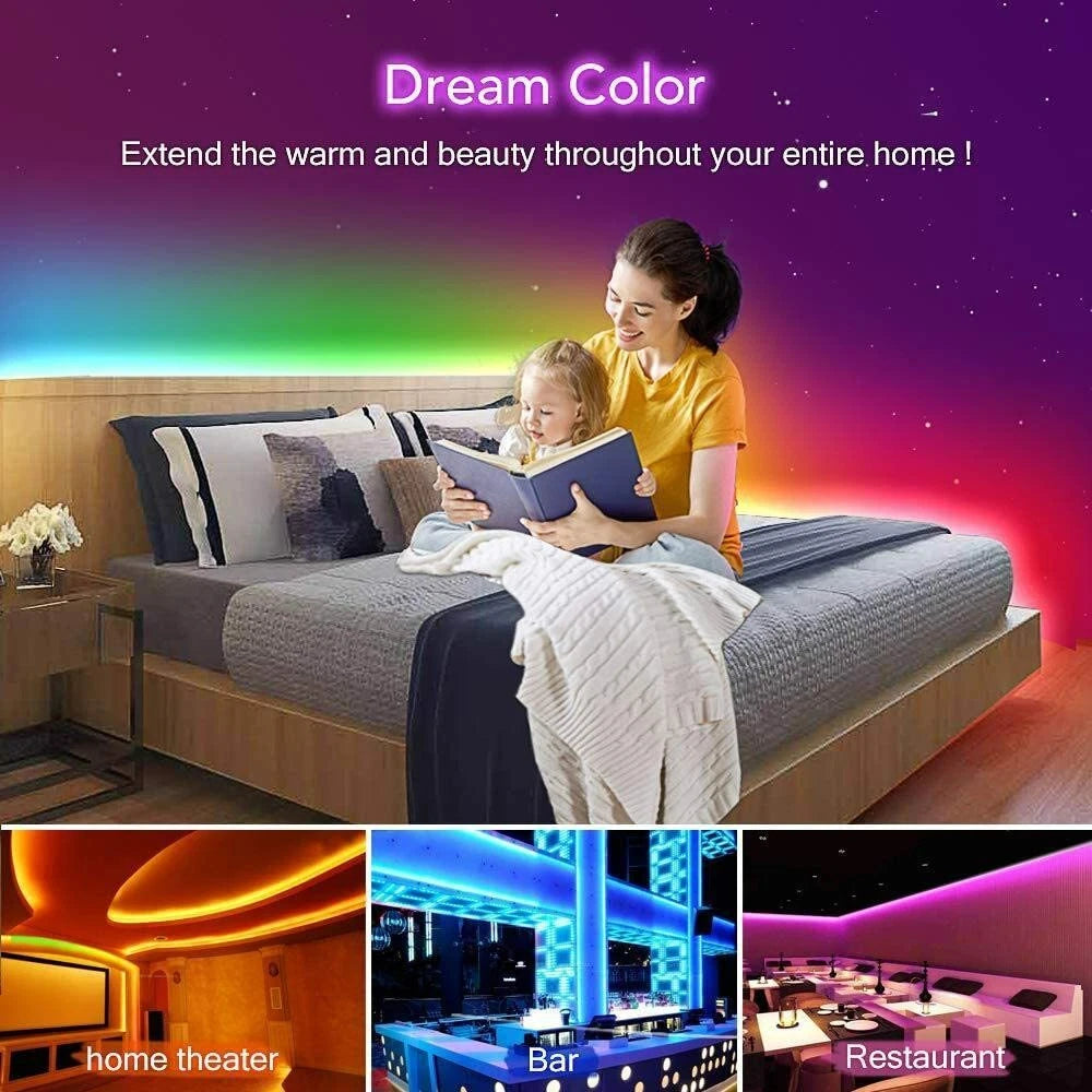 RGB LED Strip Light 5M – 16 Colors, 4 Modes | 24-Key IR Remote & Power Adapter Included