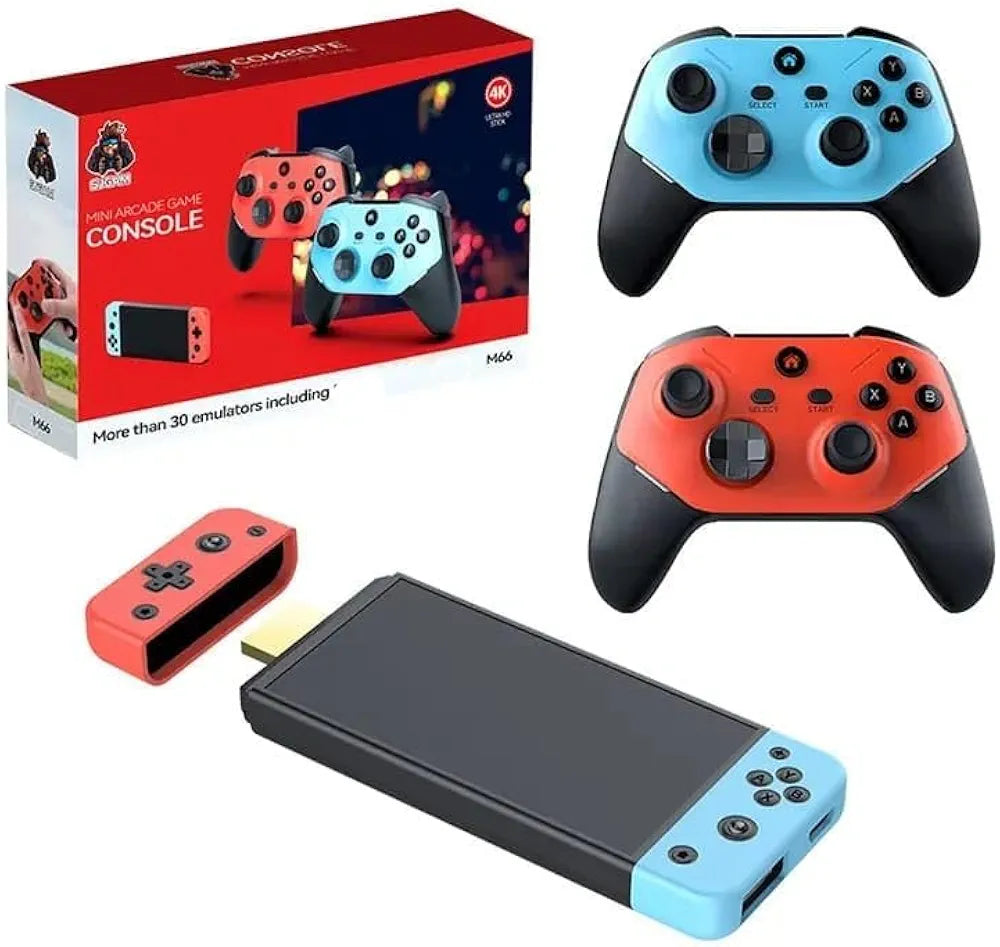 SJGAM M66 Mini Arcade Game Console – 4K HDMI Stick with 2 Wireless Controllers