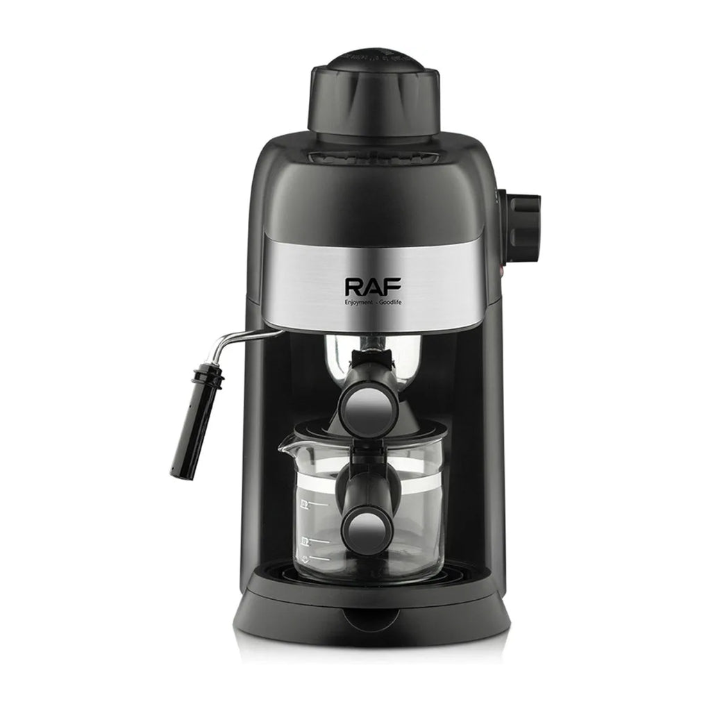 RAF Espresso Machine 800W with Steam Wand & 4-Cup Glass Carafe