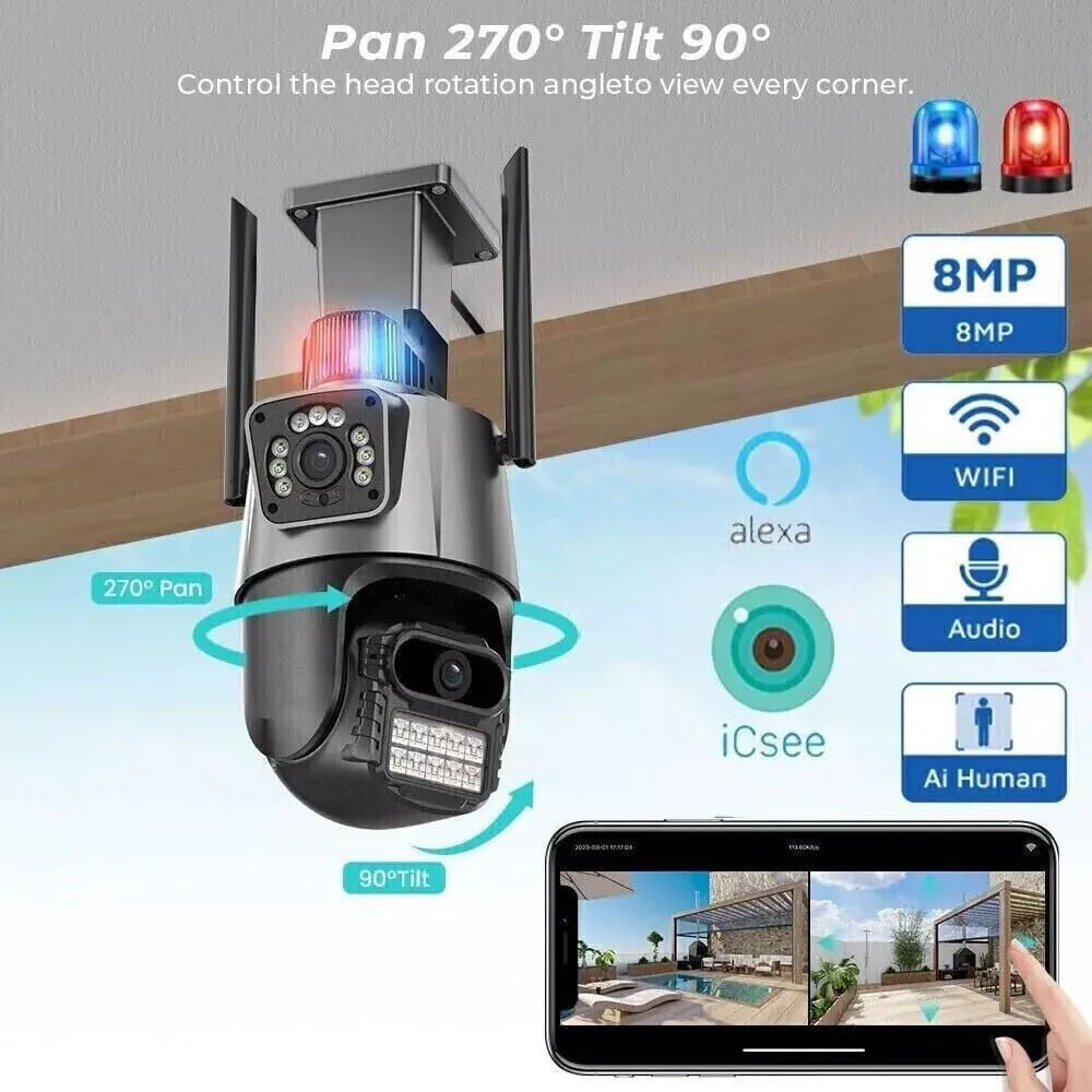 8MP dual lens zoom WiFi camera features overview