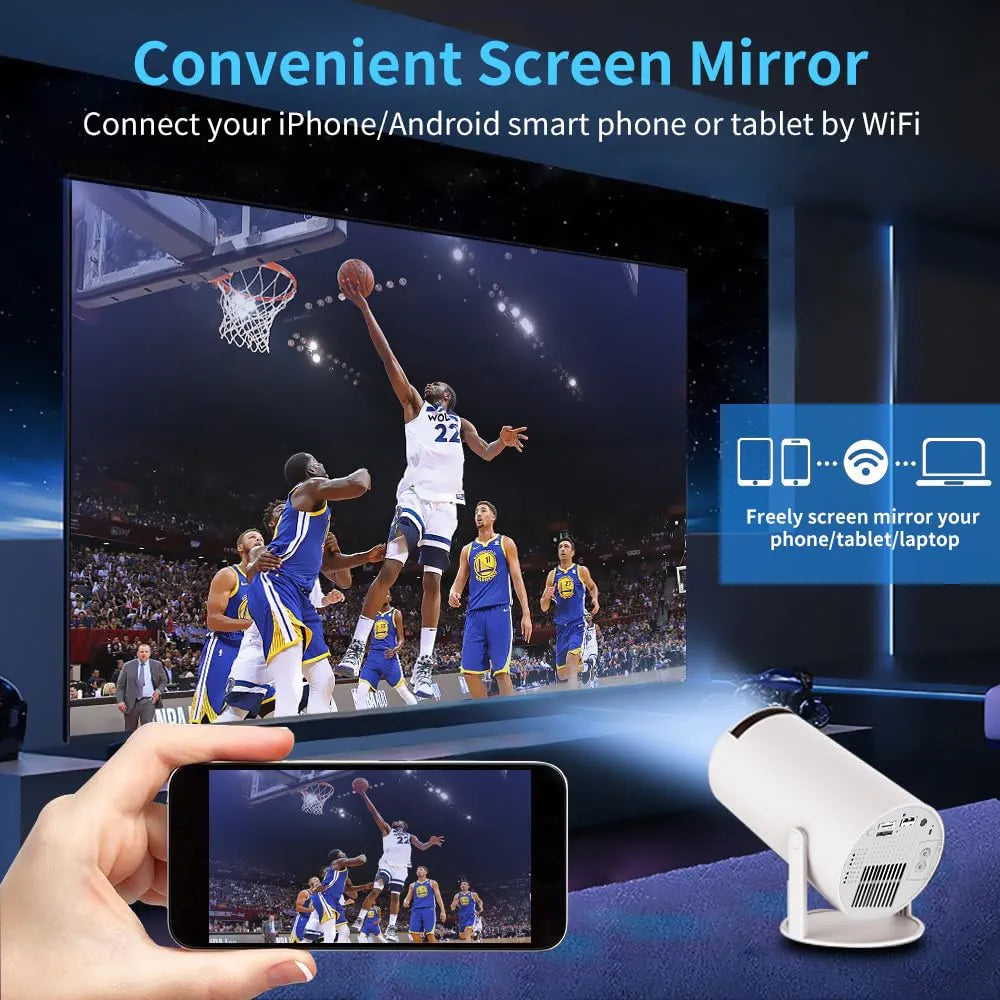 HY300 Pro Smart Projector – Android 11, 4K Support, 20,000 Games, WiFi, Bluetooth, 40"-120" Display