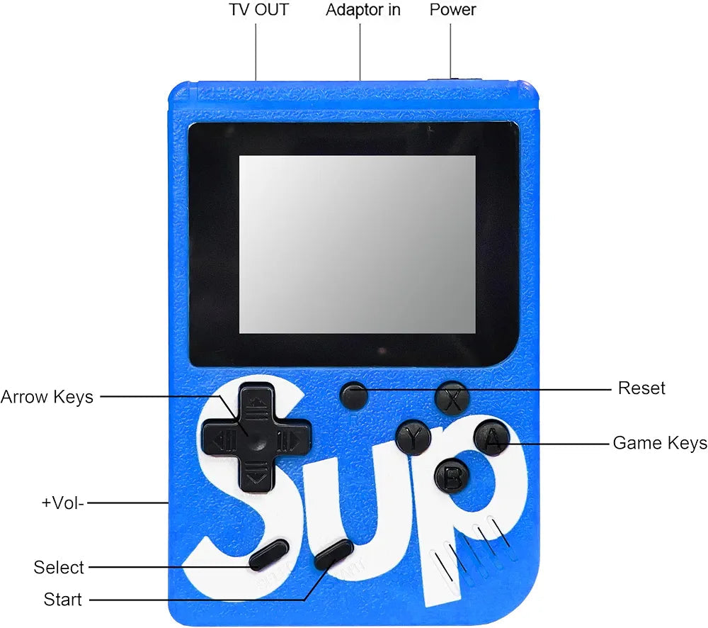 SUP Retro Handheld Game Console – 400 Built-In Games, 3" Screen, TV Output, 2-Player Ready