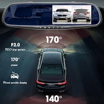 Mirror dash cam with rear backup camera