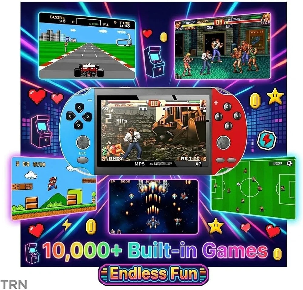 X7 Portable Game Console – 10,000+ Built-in Games, 4.3" HD Display, MP5 Player