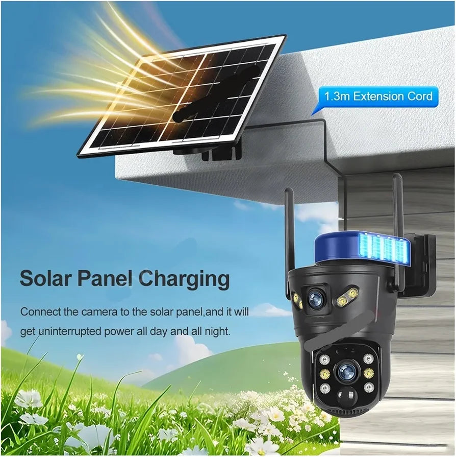 4G Solar Security Camera – Dual Lens 8MP 4K Ultra HD with Night Vision & Auto Tracking