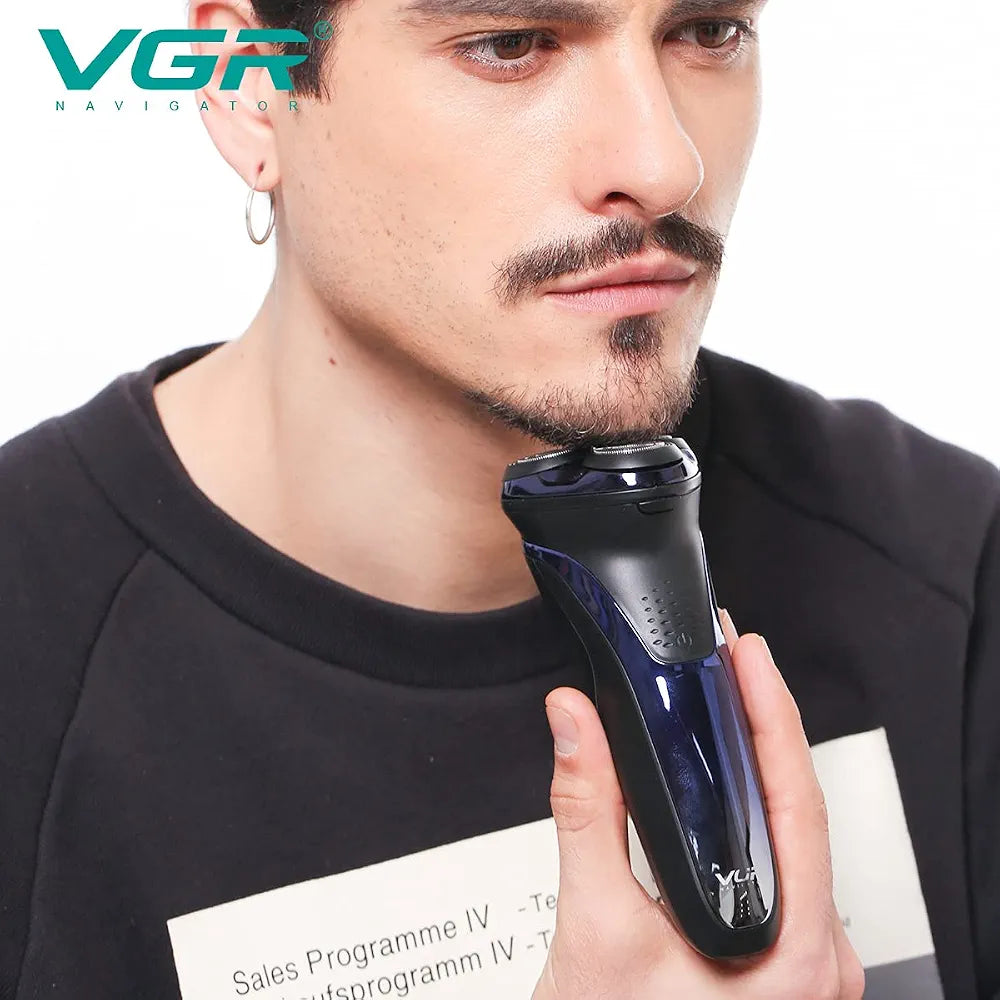 VGR V-306 Electric Rotary Shaver for Men – 3D Floating Blades, IPX7 Waterproof, LED Display