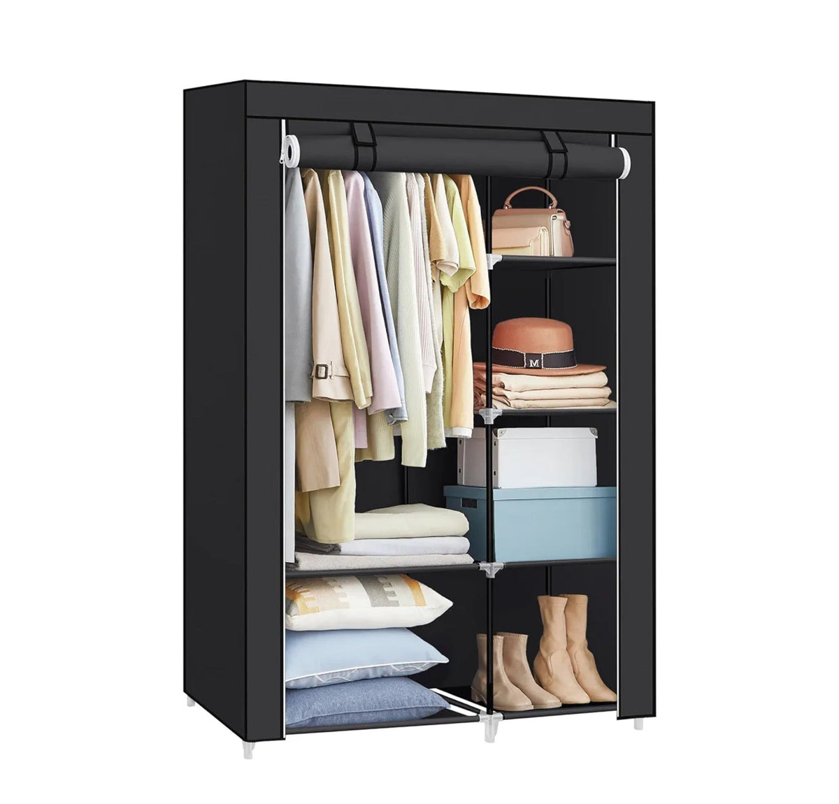 Portable Fabric Wardrobe Closet with Shelves – 170×90×45 cm