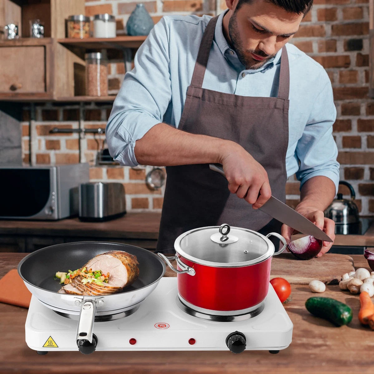 RAF Double Burner Electric Hot Plate – 2000W Portable Dual Coil Cooktop