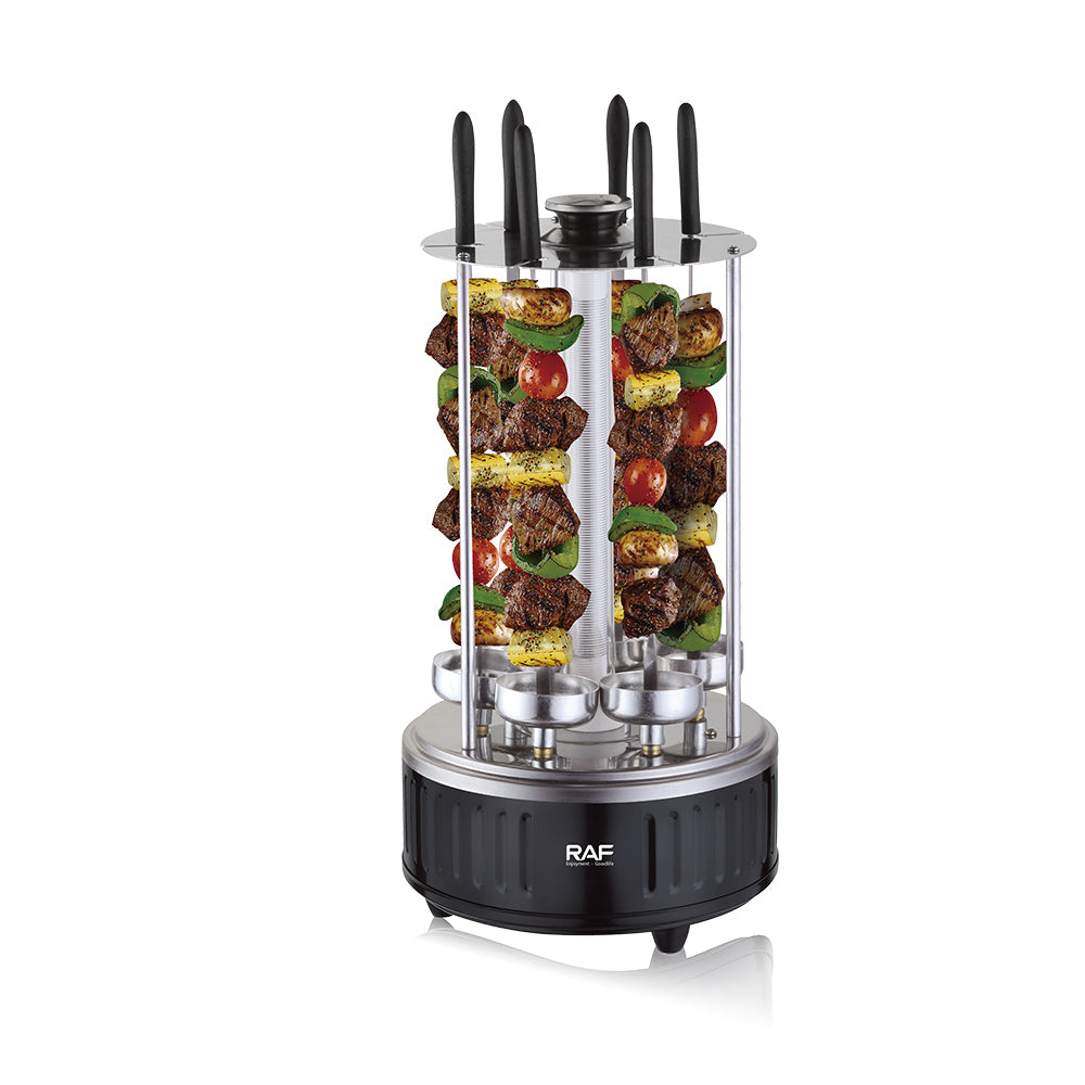 RAF Electric Skewer Grill 1000W – 360° Rotating Vertical BBQ | 6 Skewers | Model R.8612