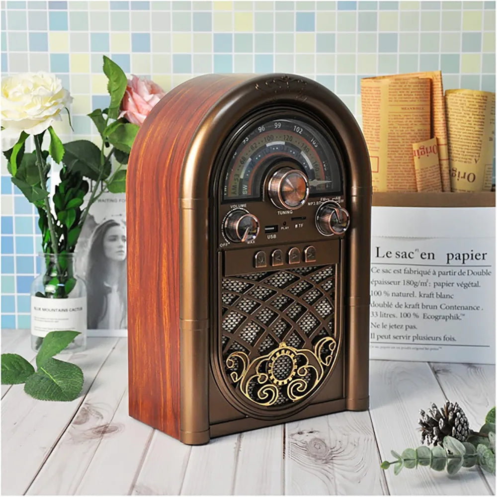 R-1950BT Retro Vintage Radio – AM/FM/SW, Bluetooth, USB/TF, Solar & AC Charge