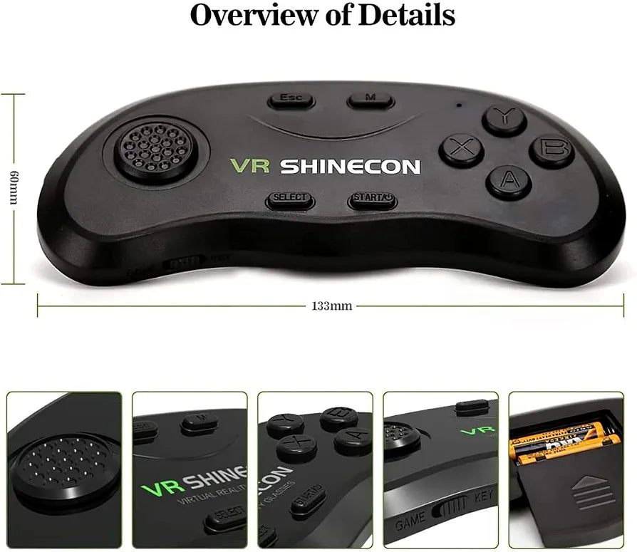 VR Shinecon 4K – Virtual Reality Headset with Built-in Headphones & Bluetooth Controller