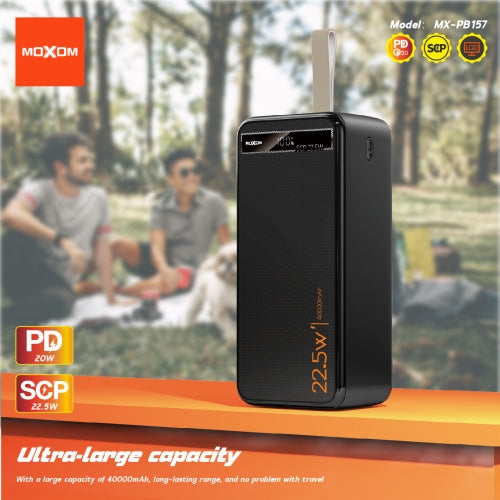 MOXOM MX-PB157 40000mAh Power Bank – 22.5W Fast Charging, PD20W, Built-in Cables