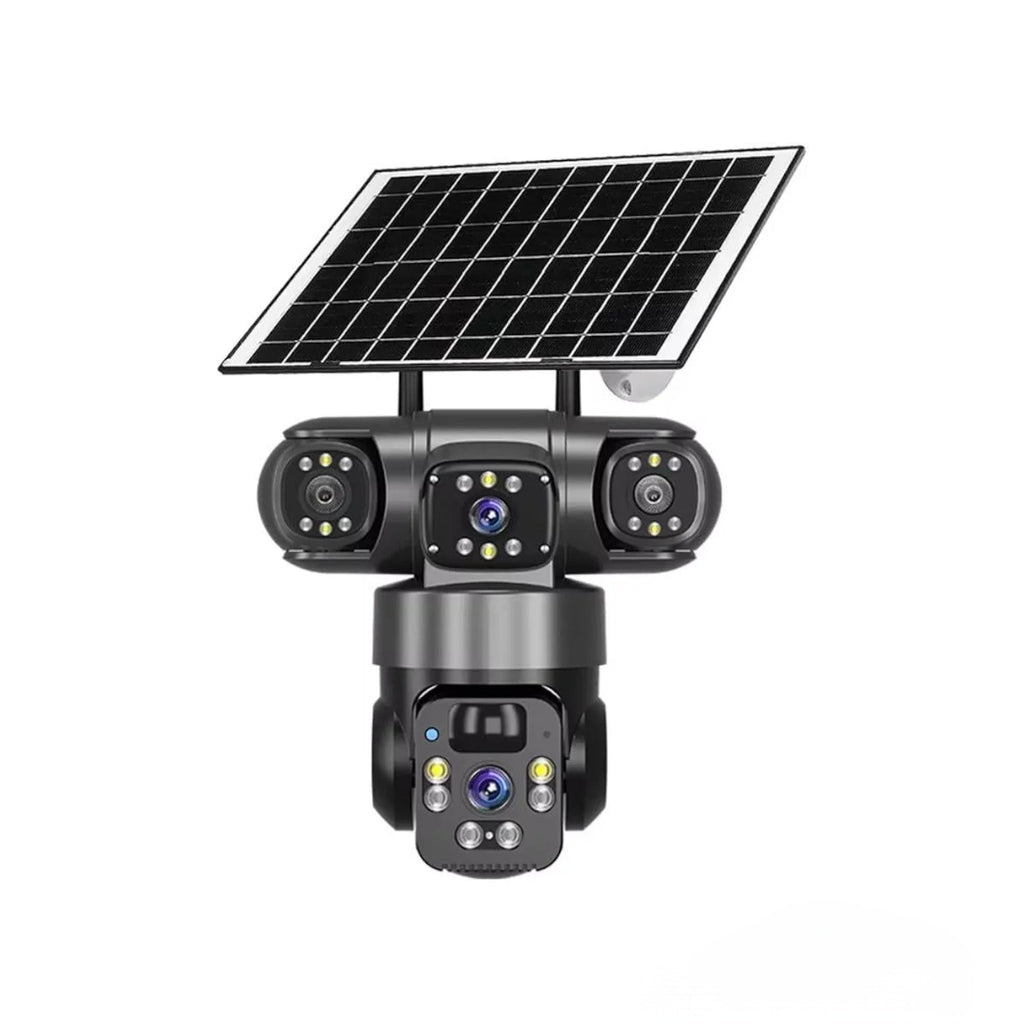 Triple-Lens Solar WiFi Security Camera – V380 Pro