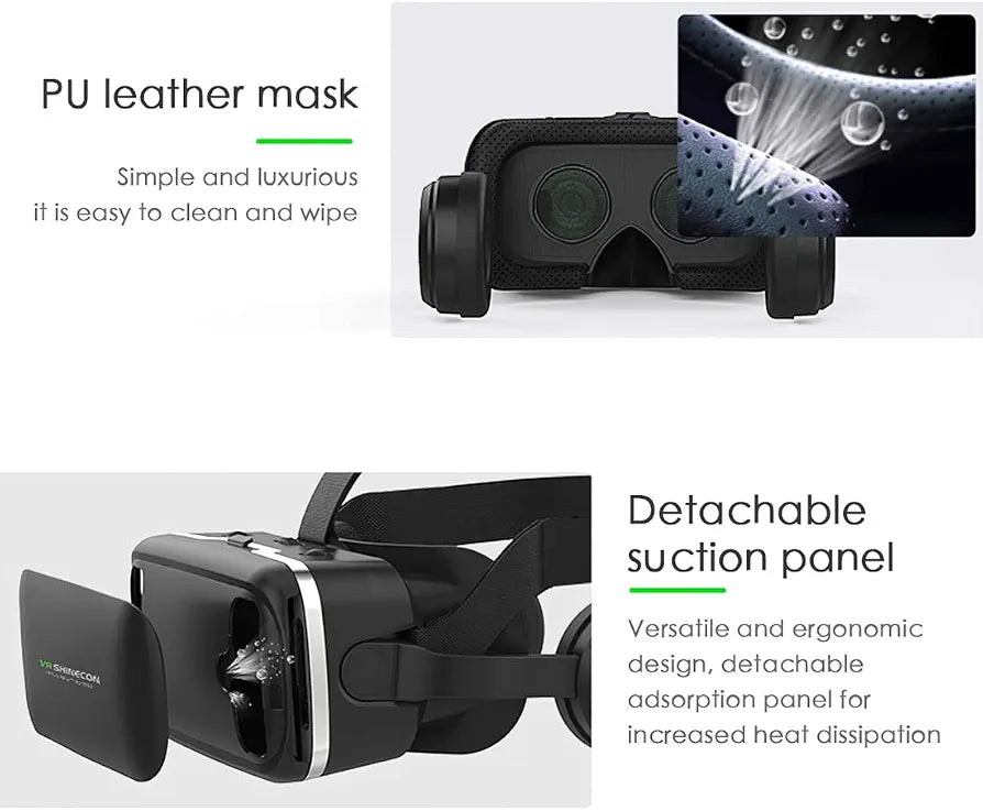 VR Shinecon 4K – Virtual Reality Headset with Built-in Headphones & Bluetooth Controller