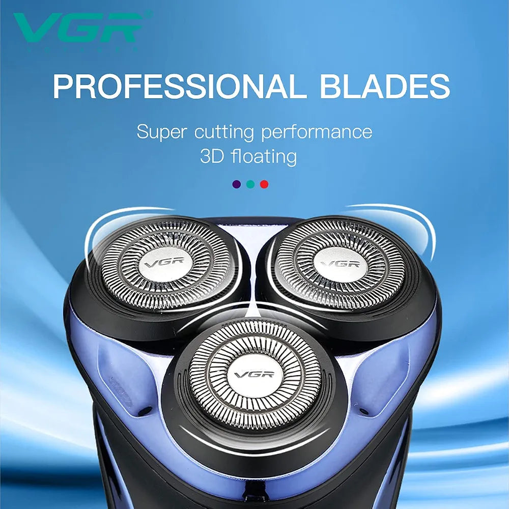 VGR V-306 Electric Rotary Shaver for Men – 3D Floating Blades, IPX7 Waterproof, LED Display