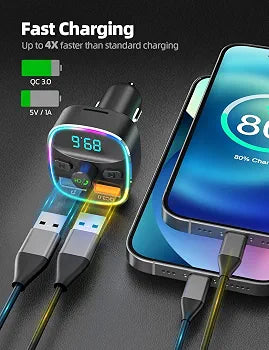 Car Bluetooth FM Transmitter with RGB LED – Nulaxy