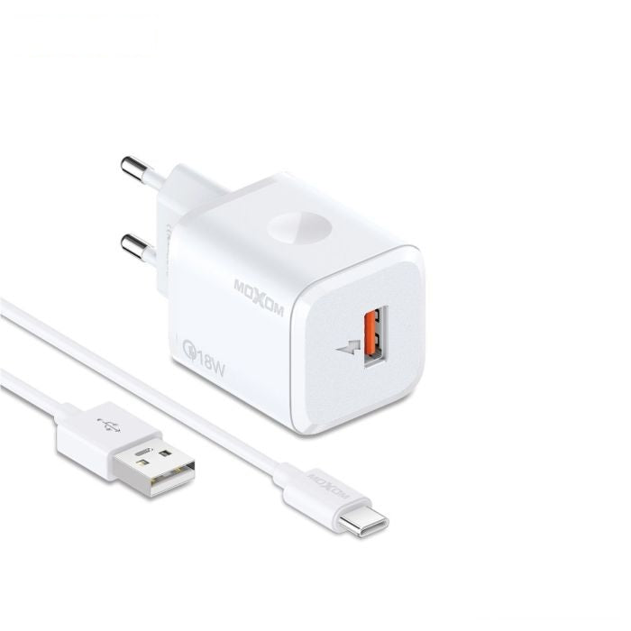MOXOM MX-HC162 QC18W USB-A Fast Charger with USB-C Cable