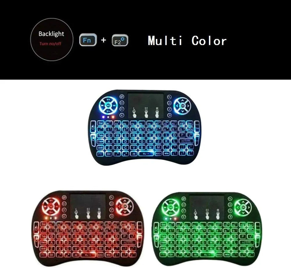 Mini Wireless Keyboard i8 with Touchpad & RGB Backlight – 2.4GHz