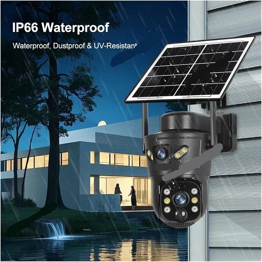 4G Solar Security Camera – Dual Lens 8MP 4K Ultra HD with Night Vision & Auto Tracking