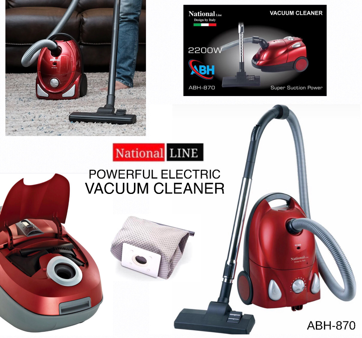 National Line ABH-870 Vacuum Cleaner 2200W – Design by Italy