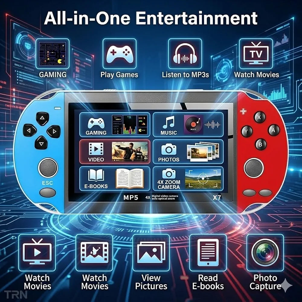 X7 Portable Game Console – 10,000+ Built-in Games, 4.3" HD Display, MP5 Player