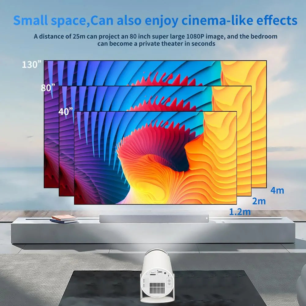 HY300 Pro Smart Projector – Android 11, 4K Support, 20,000 Games, WiFi, Bluetooth, 40"-120" Display