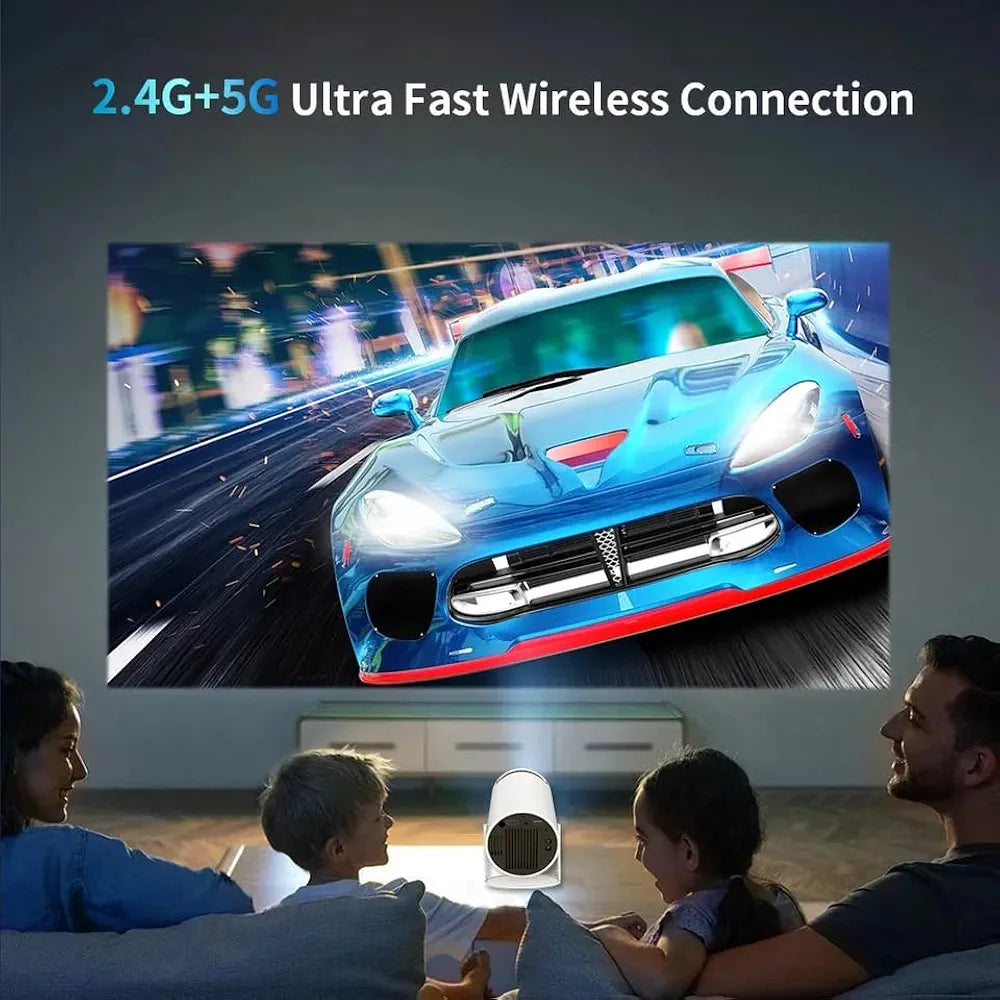 HY300 Mini Portable Projector – 1080P Support, 120 ANSI, 130" Display, Android, WiFi & Bluetooth