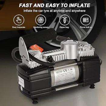 Double Cylinder Air Compressor – 150 PSI | 2 Piston Fast Inflation