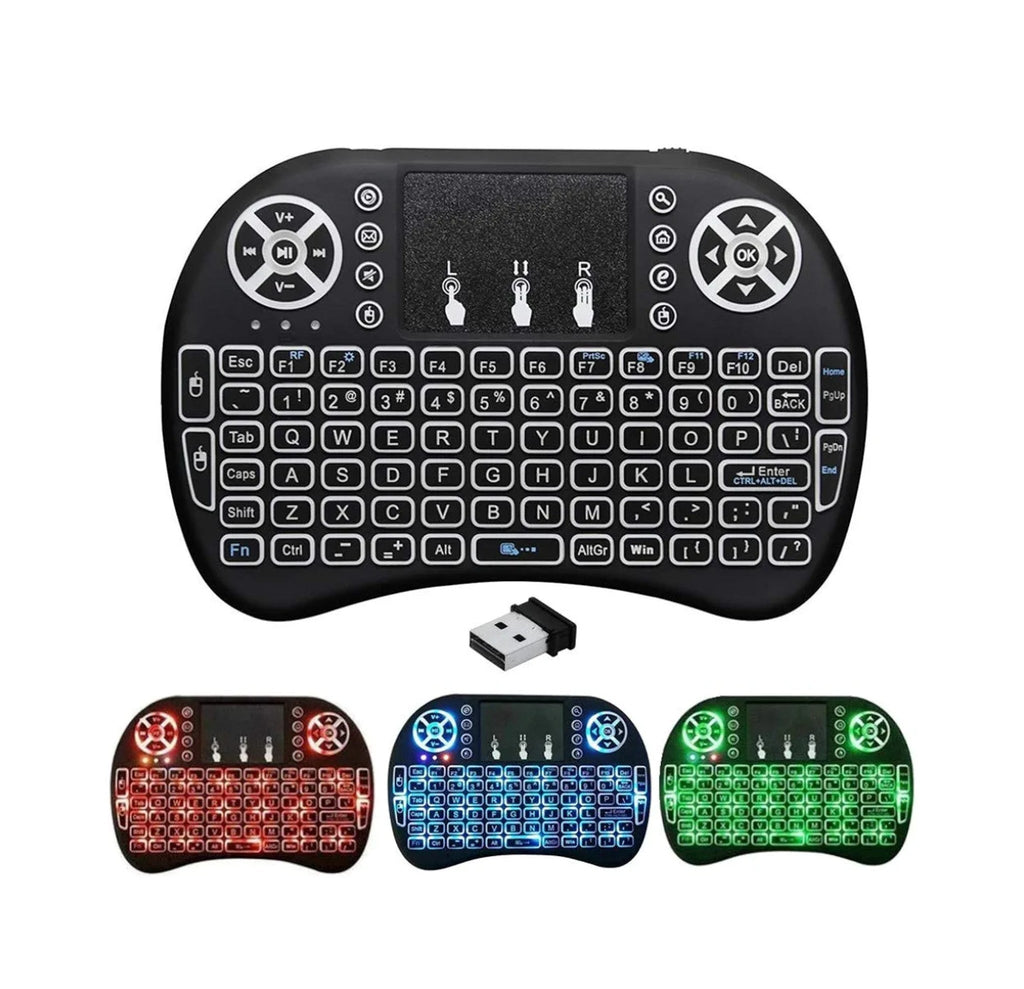 Mini Wireless Keyboard i8 with Touchpad & RGB Backlight – 2.4GHz