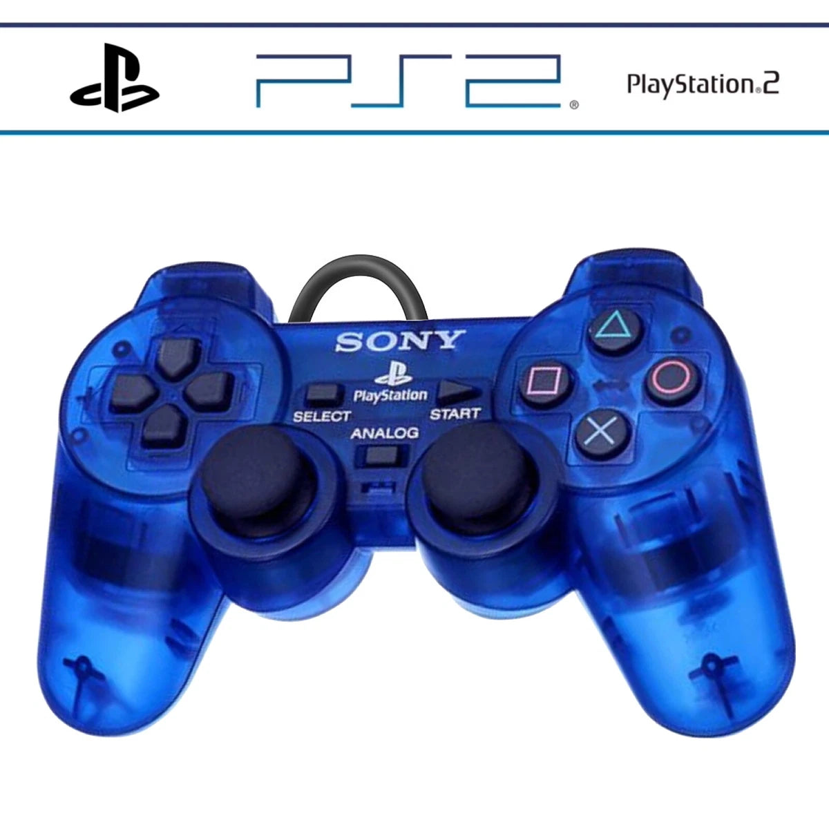 PlayStation 2 (PS2) Wired Controller – Black, Blue & Green