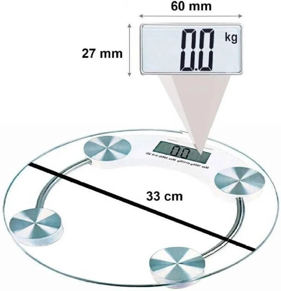 Digital glass scale in a room