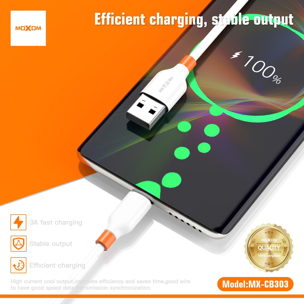 MOXOM MX-CB303 3A Fast Charging Data Cable (USB-A to Lightning / Micro / Type-C)