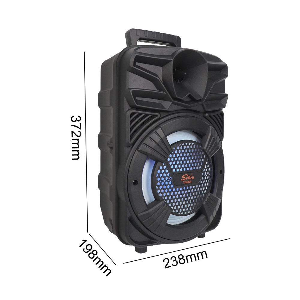 Sing-e ZQS806 8" Portable Bluetooth Party Speaker with Microphone