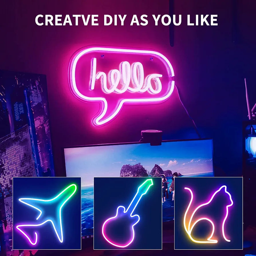 RGB Neon Rope Light Strip 5M – IP65 Waterproof, Flexible & Cuttable | App & Remote Control