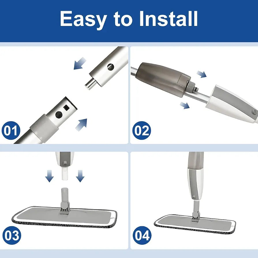 2-in-1 Spray Mop with 360° Flexible Head & Reusable Microfiber Cloth