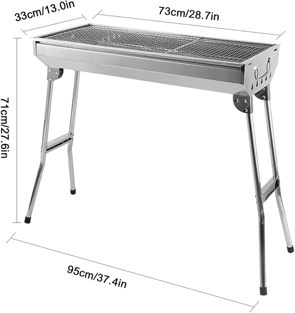 Foldable Stainless Steel Charcoal BBQ Grill – Full Size