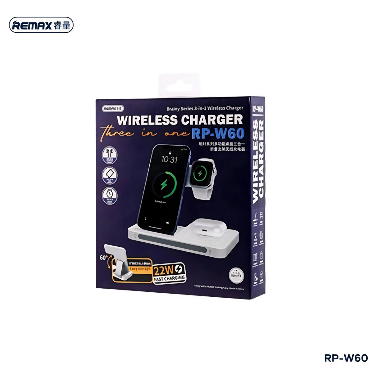 Remax RP-W60 3-in-1 Wireless Charger (22W Fast Charging)